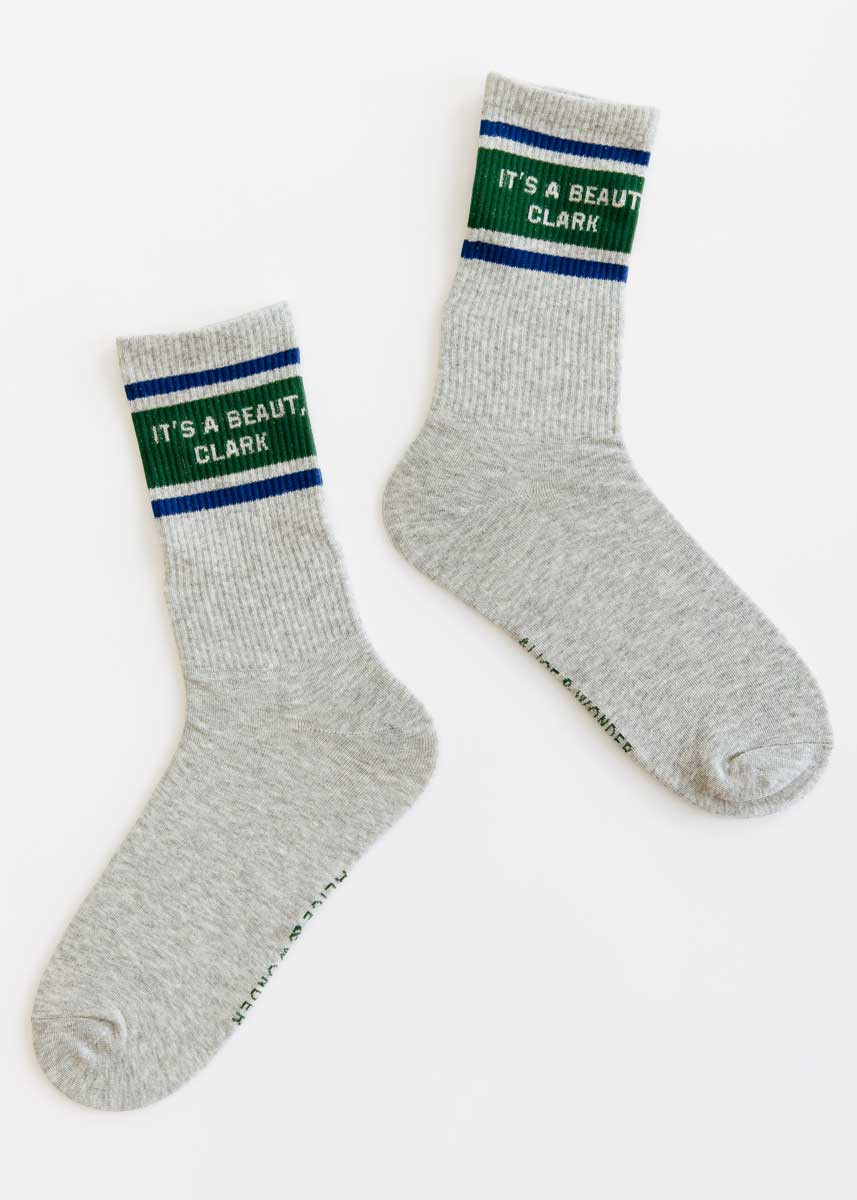 It's a Beaut, Clark Long Crew Socks - Grey | Alice & Wonder