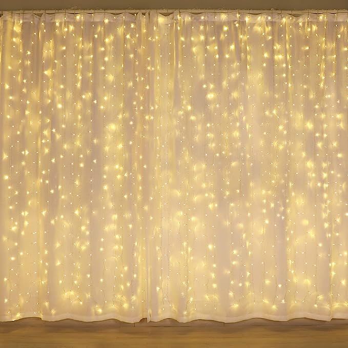 Christmas Decorations,300 Led Curtain Lights, Twinkle Lights for Bedroom, Wedding Decorations ,Wa... | Amazon (US)