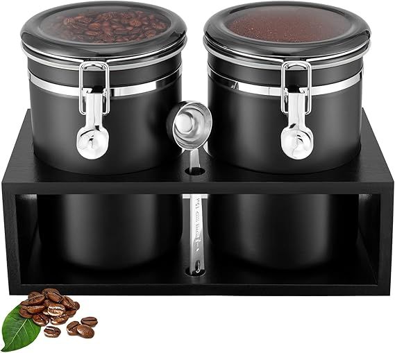 Yangbaga 2 x 66 OZ Coffee Canisters with Shelf, 304 Stainless Steel Coffee Station Container for ... | Amazon (US)