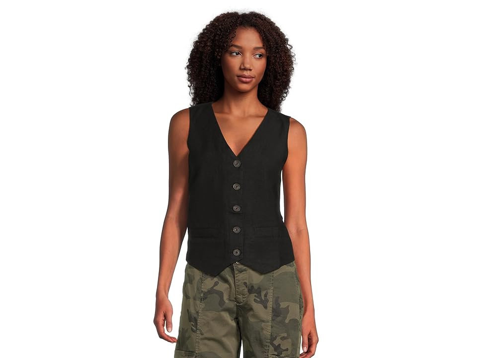 Sanctuary Relaxed Modern Vest Women's Clothing Black : XL (US 14), Linen/Viscose | Zappos