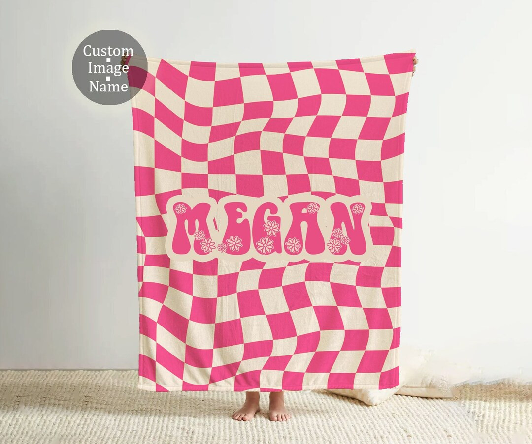 Personalized CHECKER Pattern in vintage rustic style blanket with Name, Custom blanket gift, Birt... | Etsy (US)