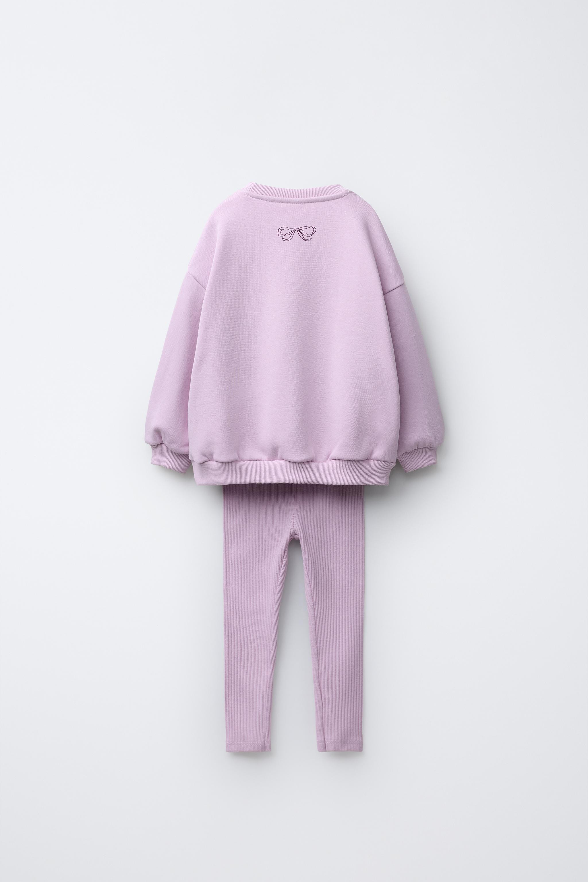 RIBBED LEGGING AND BOW SWEATSHIRT JOGGING SET | Zara US