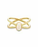 Emilie Gold Double Band Ring in Iridescent Drusy | Kendra Scott