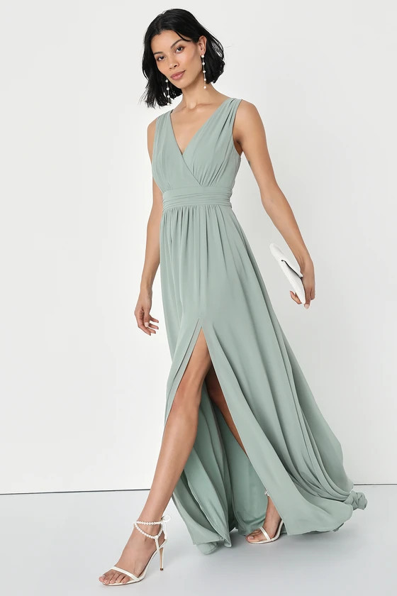 Thoughts of Hue Sage Brush Surplice Maxi Dress | Lulus (US)