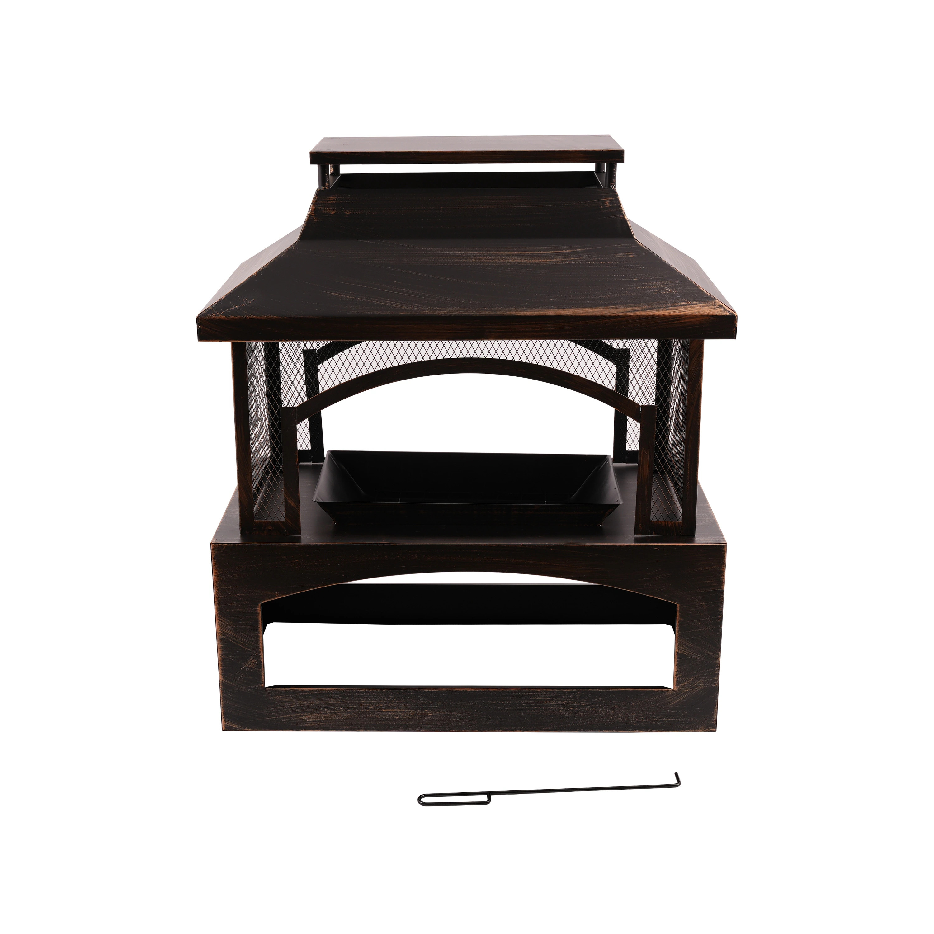 32 inch Durable Steel Rectangular Freestanding Wood Burning Fireplace with Log Rack - On Sale - O... | Overstock