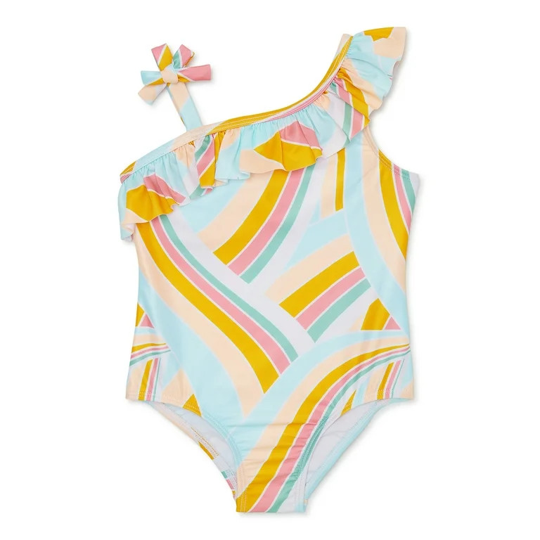 Wonder Nation Baby and Toddler Girl Ruffled Swimsuit, 1-Piece, Sizes 12M-5T | Walmart (US)