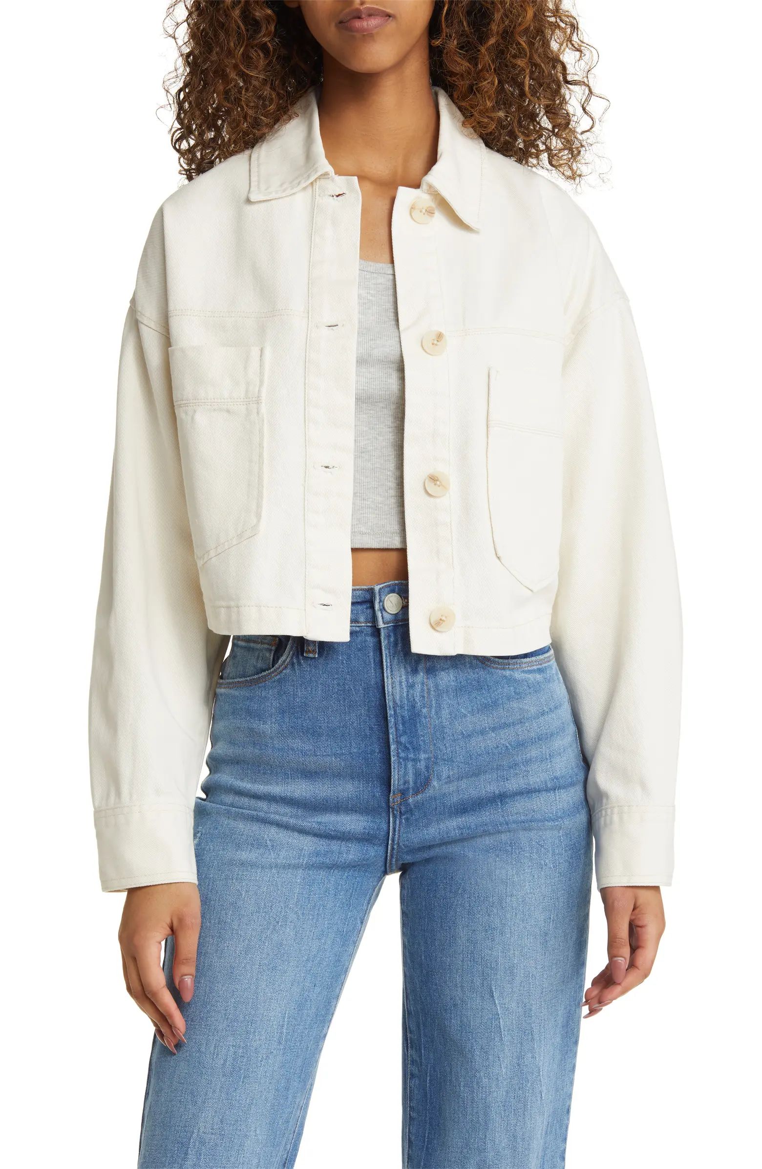 Cotton Twill Crop Jacket | Nordstrom