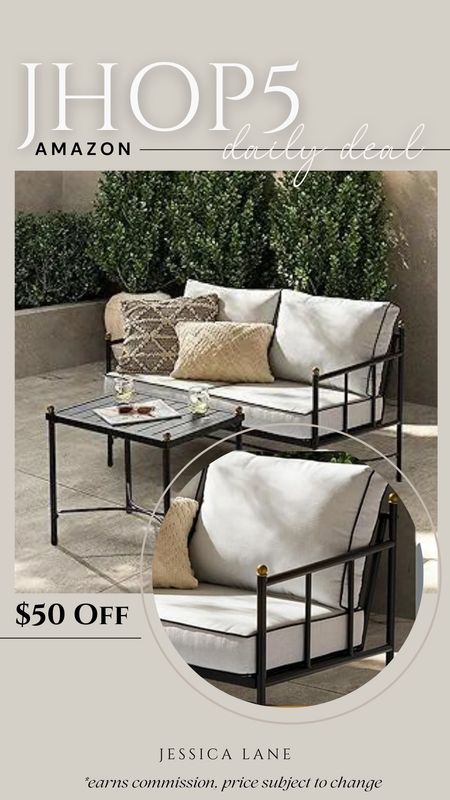 Amazon daily deal, save $50 on this modern outdoor patio loveseat and table set. Patio furniture, small space patio furniture, balcony furniture, front porch bench, outdoor furniture, Amazon home, Amazon patio, Amazon deal

#LTKHome #LTKSeasonal #LTKSaleAlert