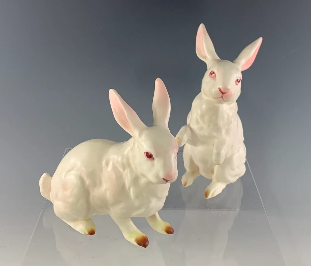 Lefton White Rabbit Figurines | Etsy (US)