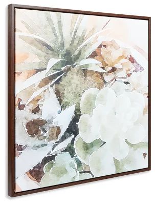 Signature Design by Ashley Markita Modern Floral  Framed Canvas Wall Art, 32 x 32, Peach & Green | Walmart (US)