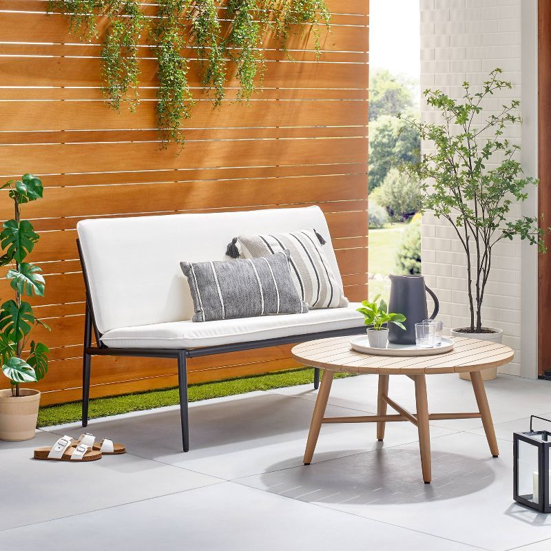 Cushioned Metal Outdoor Loveseat - Cream/Black - Hearth & Hand™ with Magnolia | Target