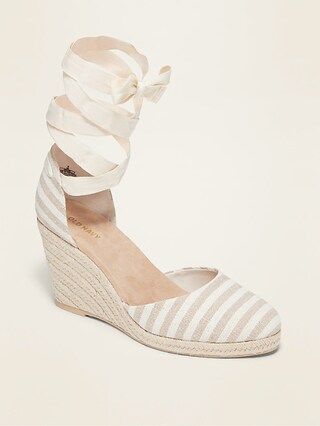 Textile Lace-Up Espadrille Wedge Shoes for Women | Old Navy (US)