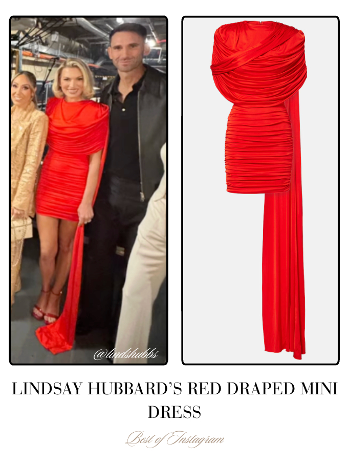 Lindsay Hubbard's Red Draped Mini Dress 📸= @lindshubbs 

 