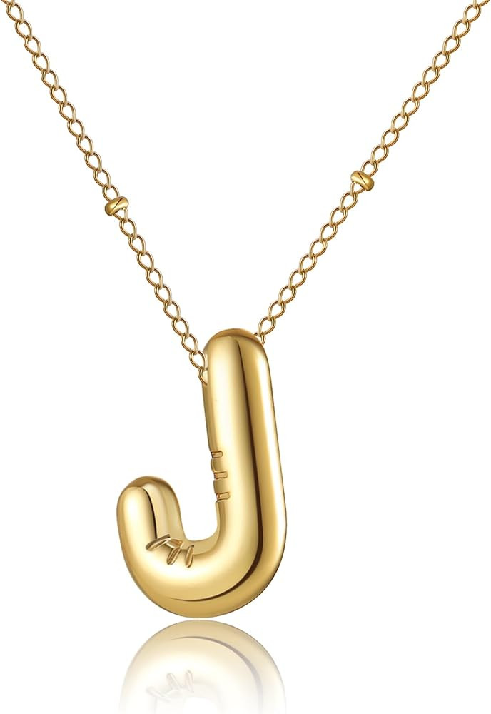 RWQIAN Initial Necklaces for Women Bubble,Gold Plated Initial A-Z Alphabet Pendant Necklace,Daint... | Amazon (US)