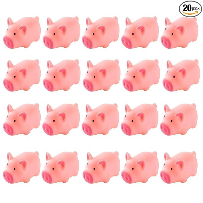 HAKACC 20 PCS Mini Squeeze Pig, Rubber Squeaky Pigs, Pink | Bath Toys, Summer Water Floating, Par... | Amazon (US)