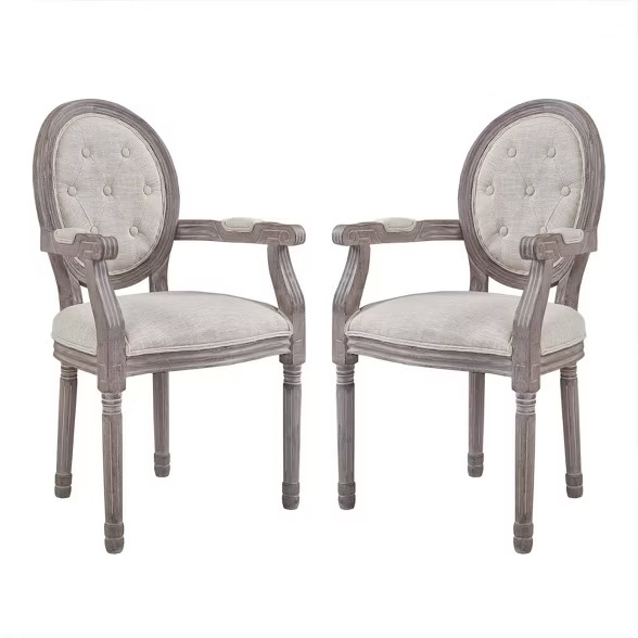 Set of 2 Arise Vintage French Upholstered Fabric Dining Armchair - Modway | Target