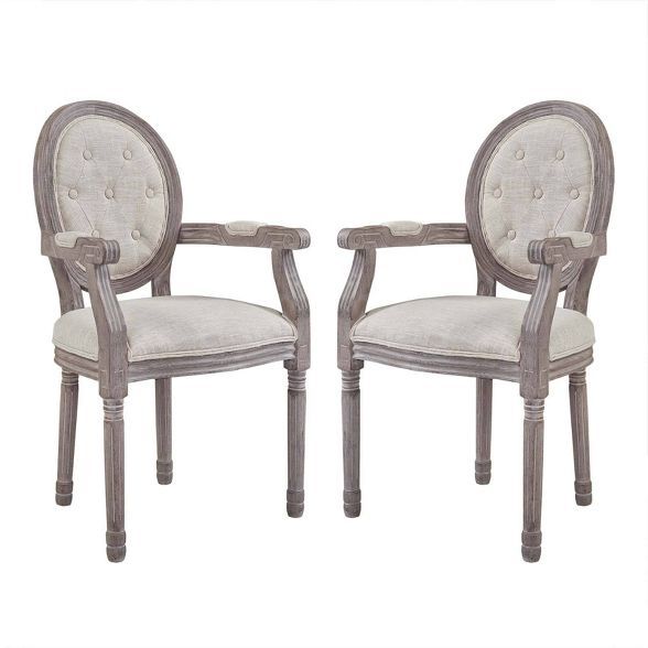 Set of 2 Arise Vintage French Upholstered Fabric Dining Armchair - Modway | Target