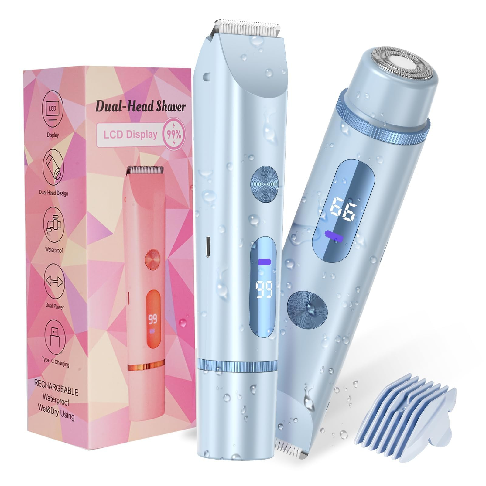 Bikini Trimmer for Women 2in1 High Power Epilators Hair Removal Waterproof Electric Razors Women'... | Amazon (US)