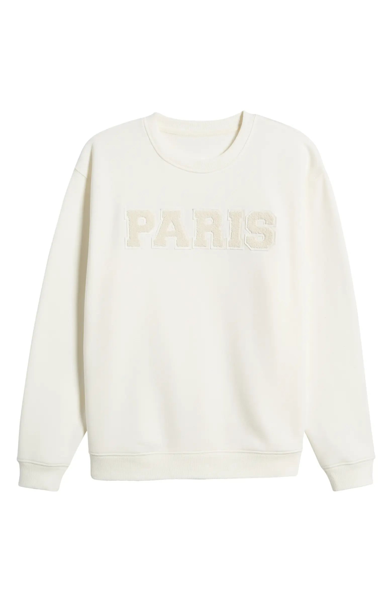 Paris Bouclé Patch Cotton Blend Sweatshirt | Nordstrom