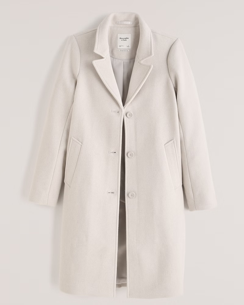 Wool-Blend Dad Coat White Coat Coats Fall Coat Abercrombie Outfit Fall Outfits 2022 | Abercrombie & Fitch (US)