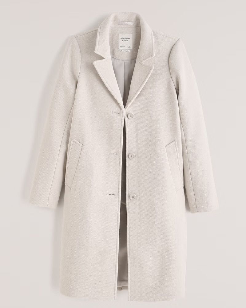 Wool-Blend Dad Coat White Coat Coats Fall Coat Abercrombie Outfit Fall Outfits 2022 | Abercrombie & Fitch (US)