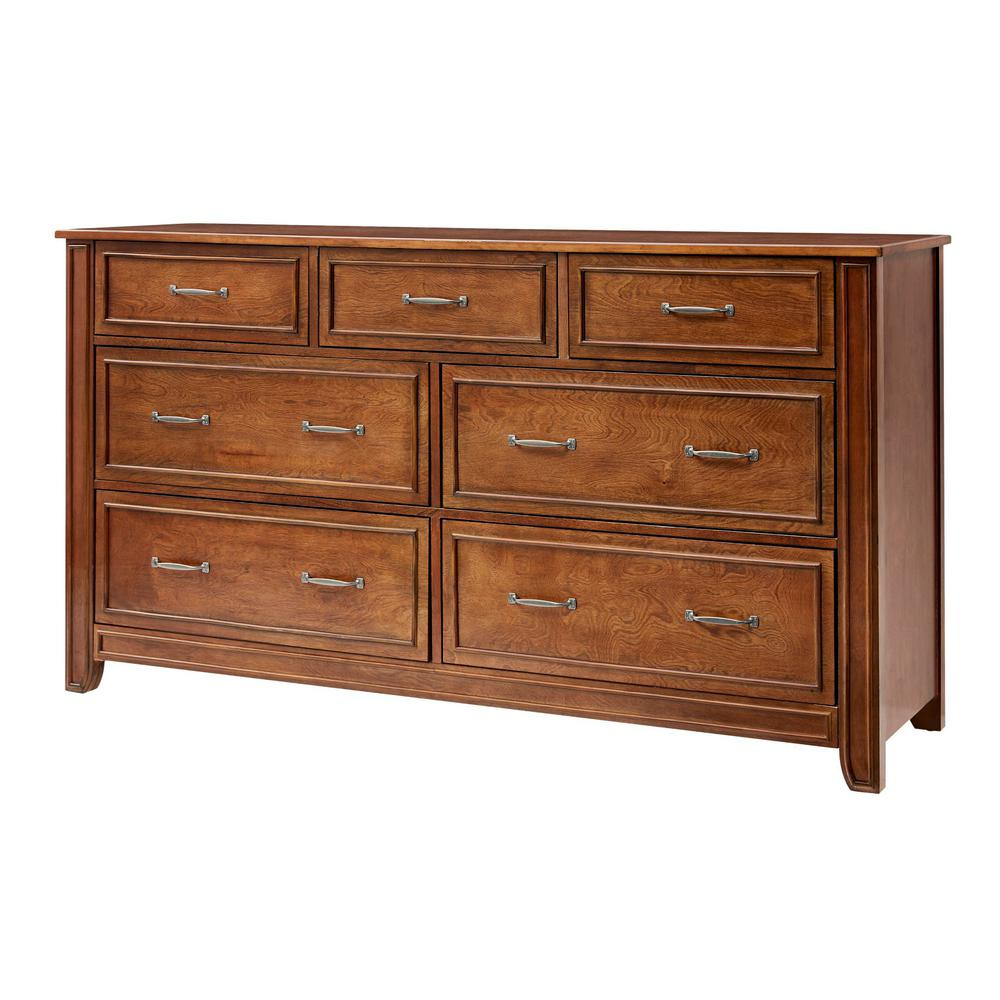 Bonawick Walnut Finish 7 Drawer Dresser (66 in W. X 36 in H.) | The Home Depot