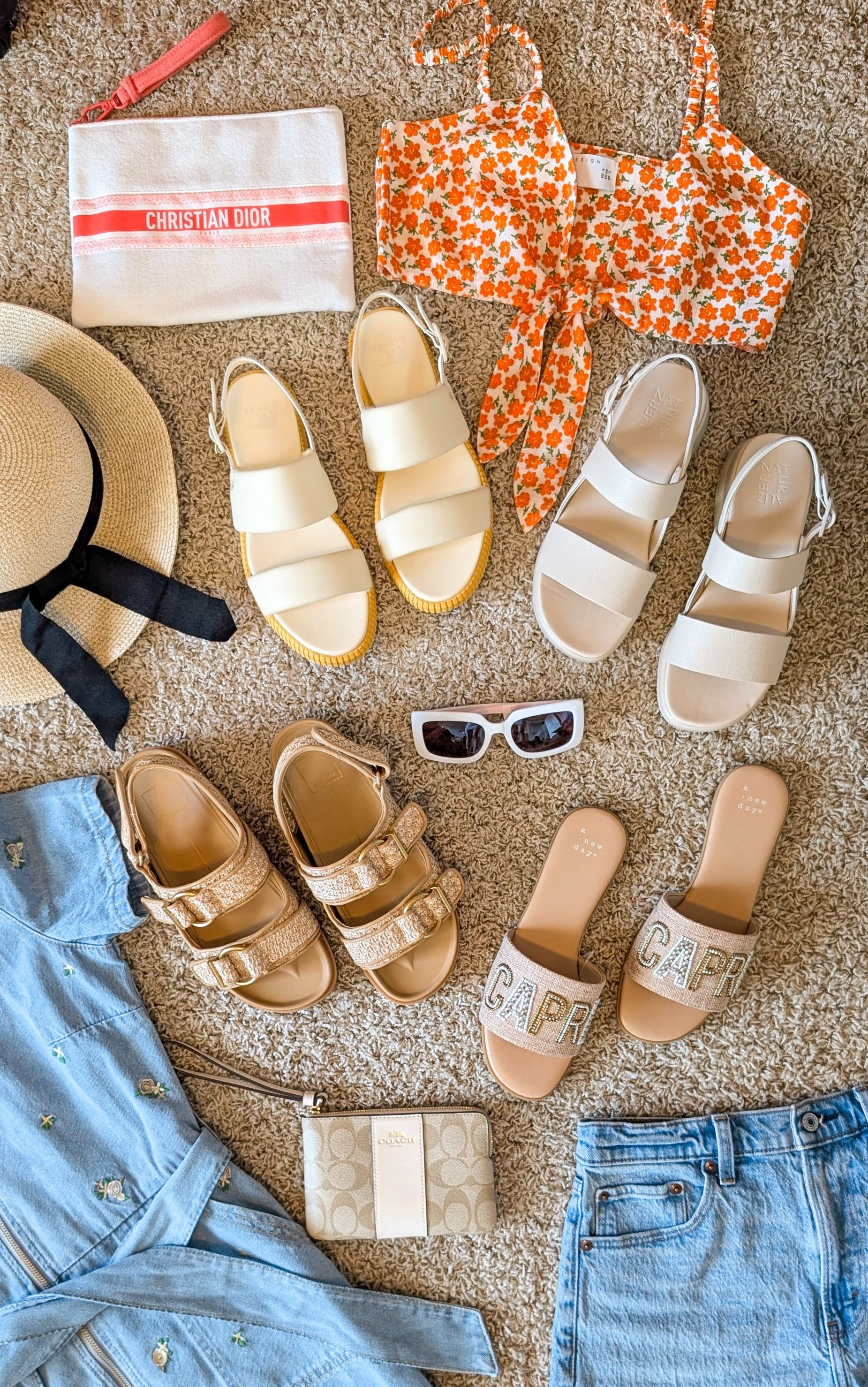 Best sandals for traveling. Raffia sandals, padded platform sandals, Capri beaded sandals. Straw sun hat, white sunglasses.

#LTKTravel #LTKShoeCrush #LTKFindsUnder100