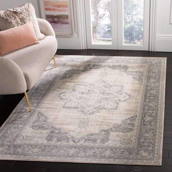 Evart Oriental Area Rug in Cream/Gray | Wayfair North America