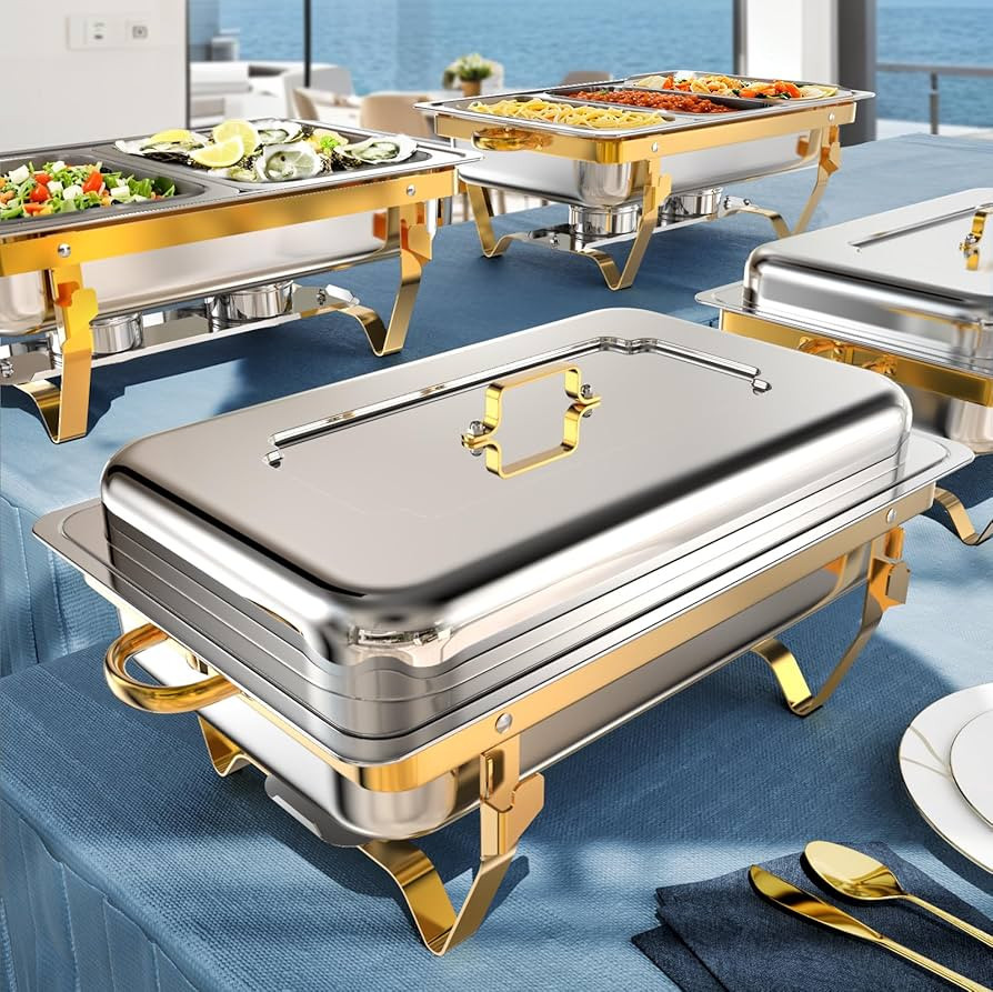 9Qt 4 Pack [Multiple Food Pans Combo] Chafing Dishes for Buffet | High Grade [Durable and Hard] C... | Amazon (US)