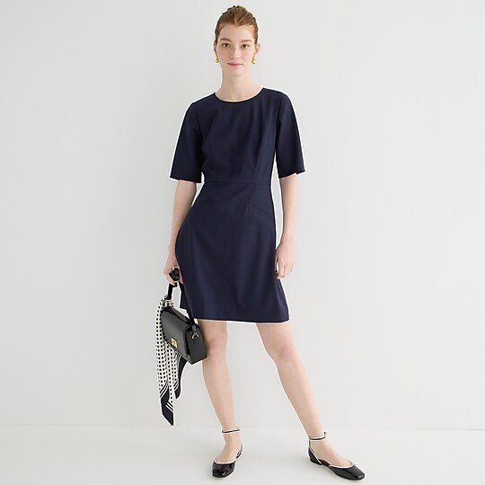 Short-sleeve mini dress in bi-stretch wool | J. Crew US
