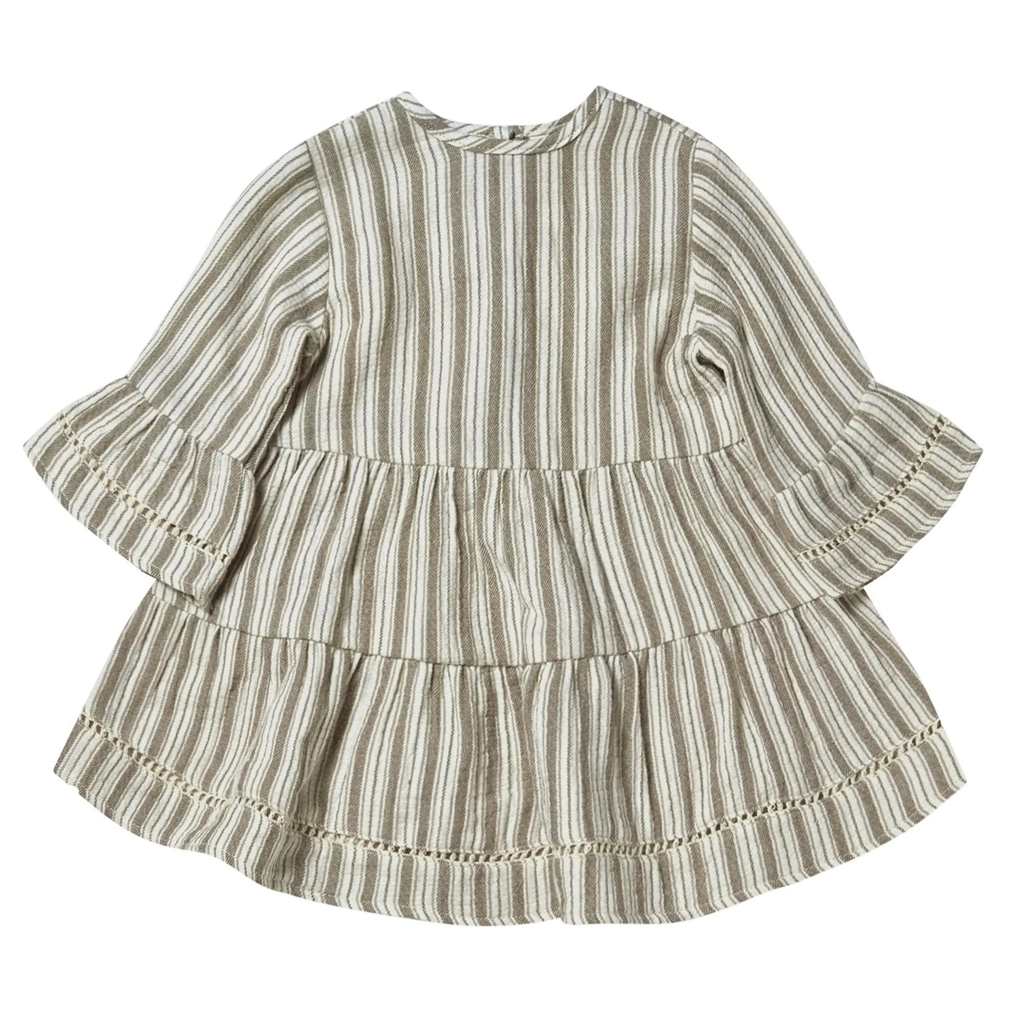 Organic Belle Dress, Fern Stripe | SpearmintLOVE