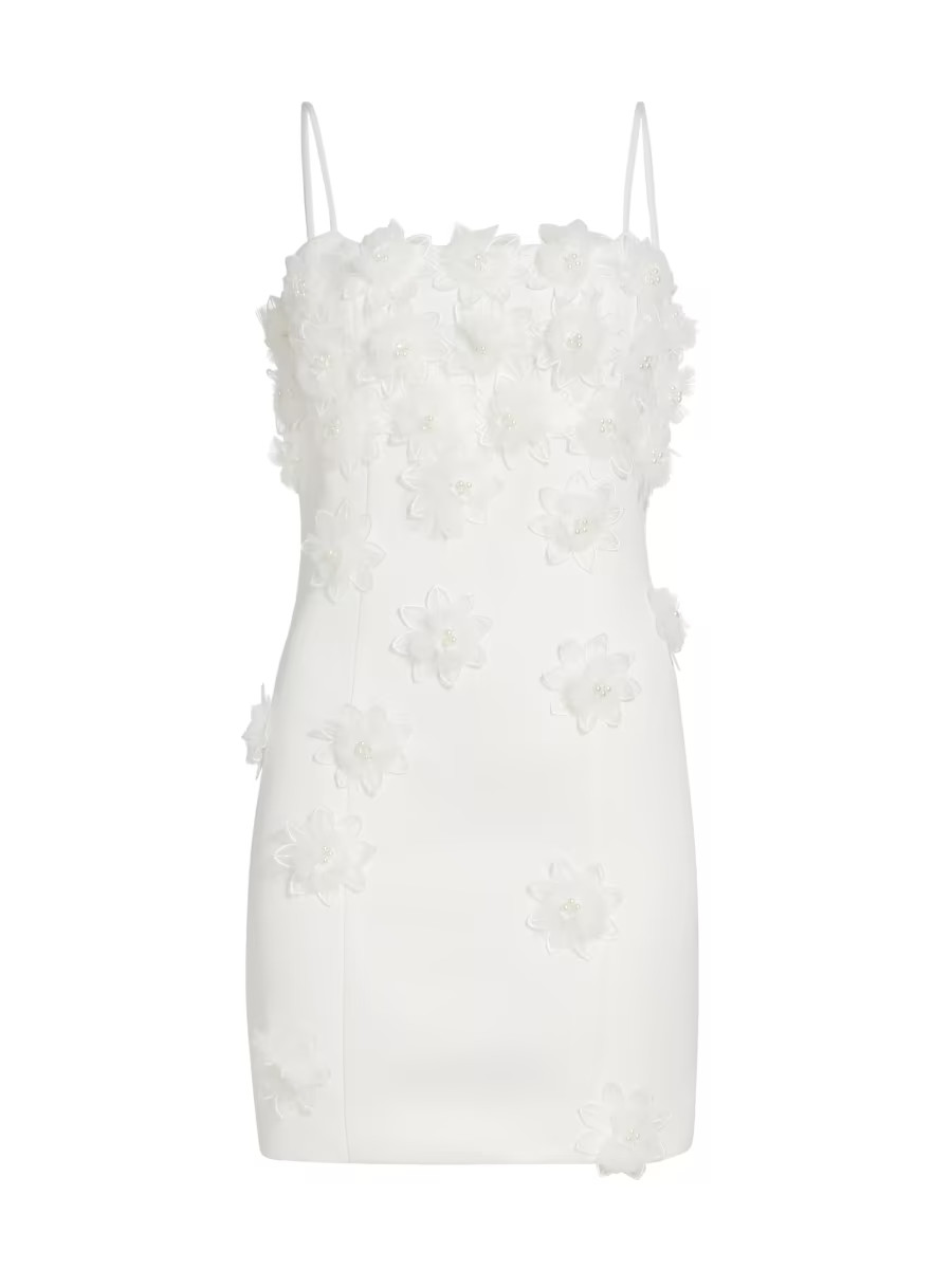 Embellished Floral Applique Minidress | Saks Fifth Avenue