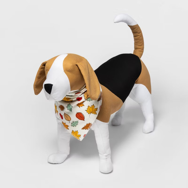 Pet's Fall Leaf Print Matching Family Pet Bandana - Cream | Target