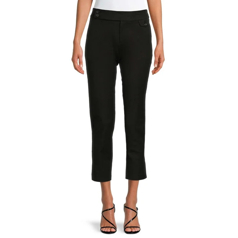 Time and Tru Women's Cropped Tab Front Pants | Walmart (US)