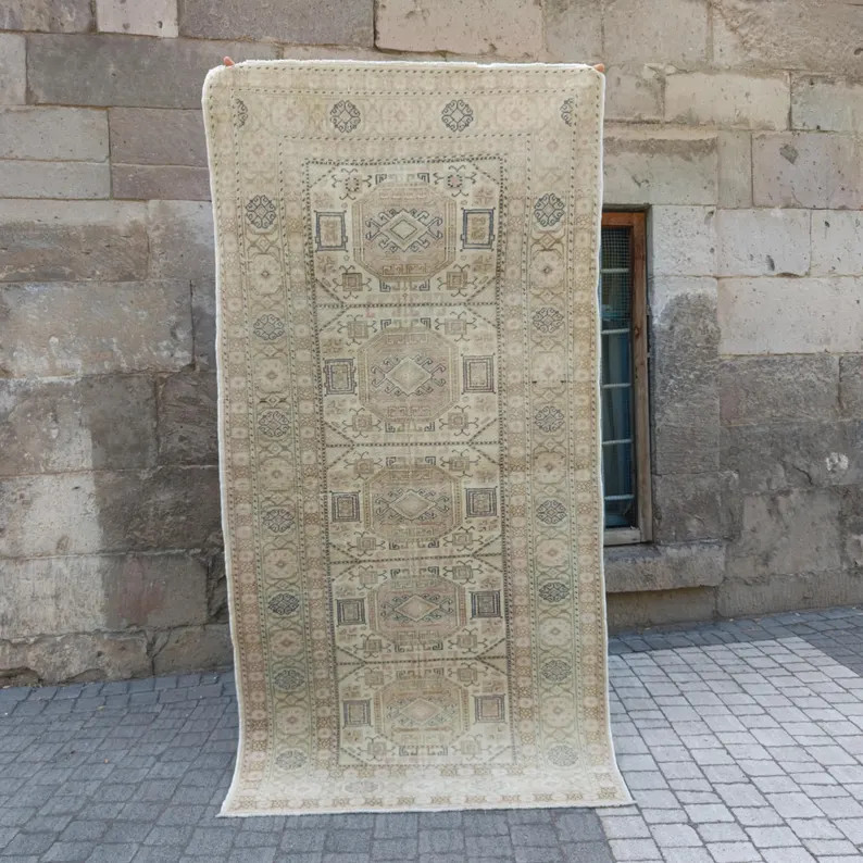 3.03 x 6.13 Old Turkish Kayseri Rug: 3x6 kitchen rug Faded Brown pastel Runner Rug | Etsy (US)