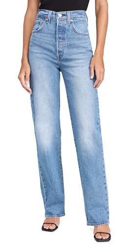 Levi's Women's Ribcage Full Length Jeans, Dance Around, Blue, 28W x 32L | Amazon (US)
