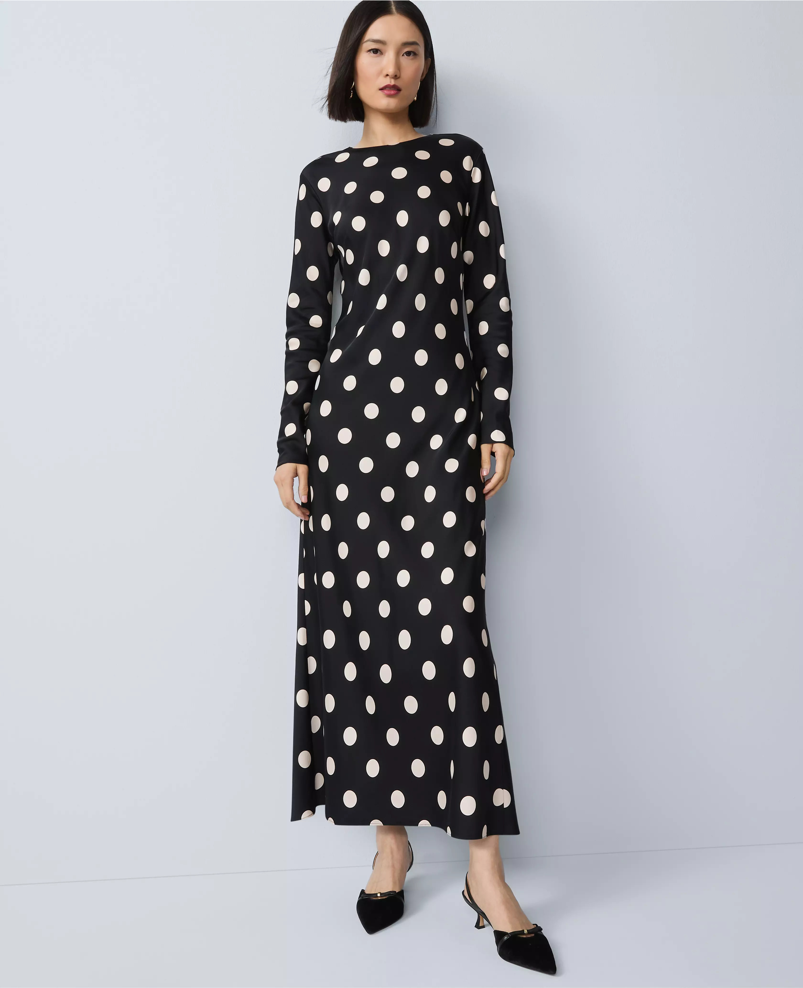 Dotted Satin Sheath Dress | Ann Taylor