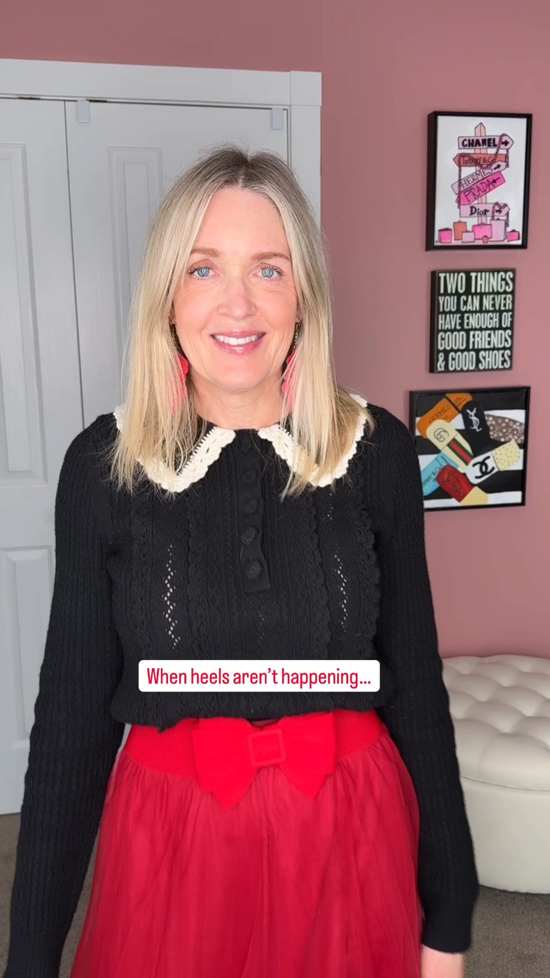 Holiday outfits don’t always have to mean heels. I’ve been reaching for boots that feel soft and lightweight, especially with dressier looks like this.  

Sezane sweater with collar size s
Chicwish red tulle skirt size XS/S
Chicwish red bow belt
Chicwish black bow clutch 
Nickel & Suede red leather earrings 

Holiday party outfit, Christmas party outfit, affordable holiday style, fashion over 40



#LTKootd #LTKOver40 #LTKHoliday