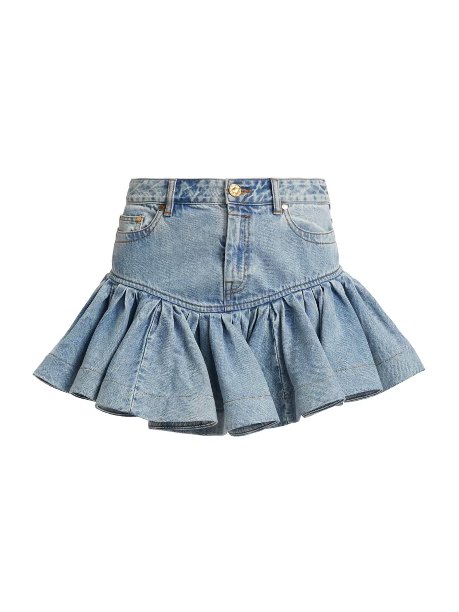Denim Frill Miniskirt | Saks Fifth Avenue