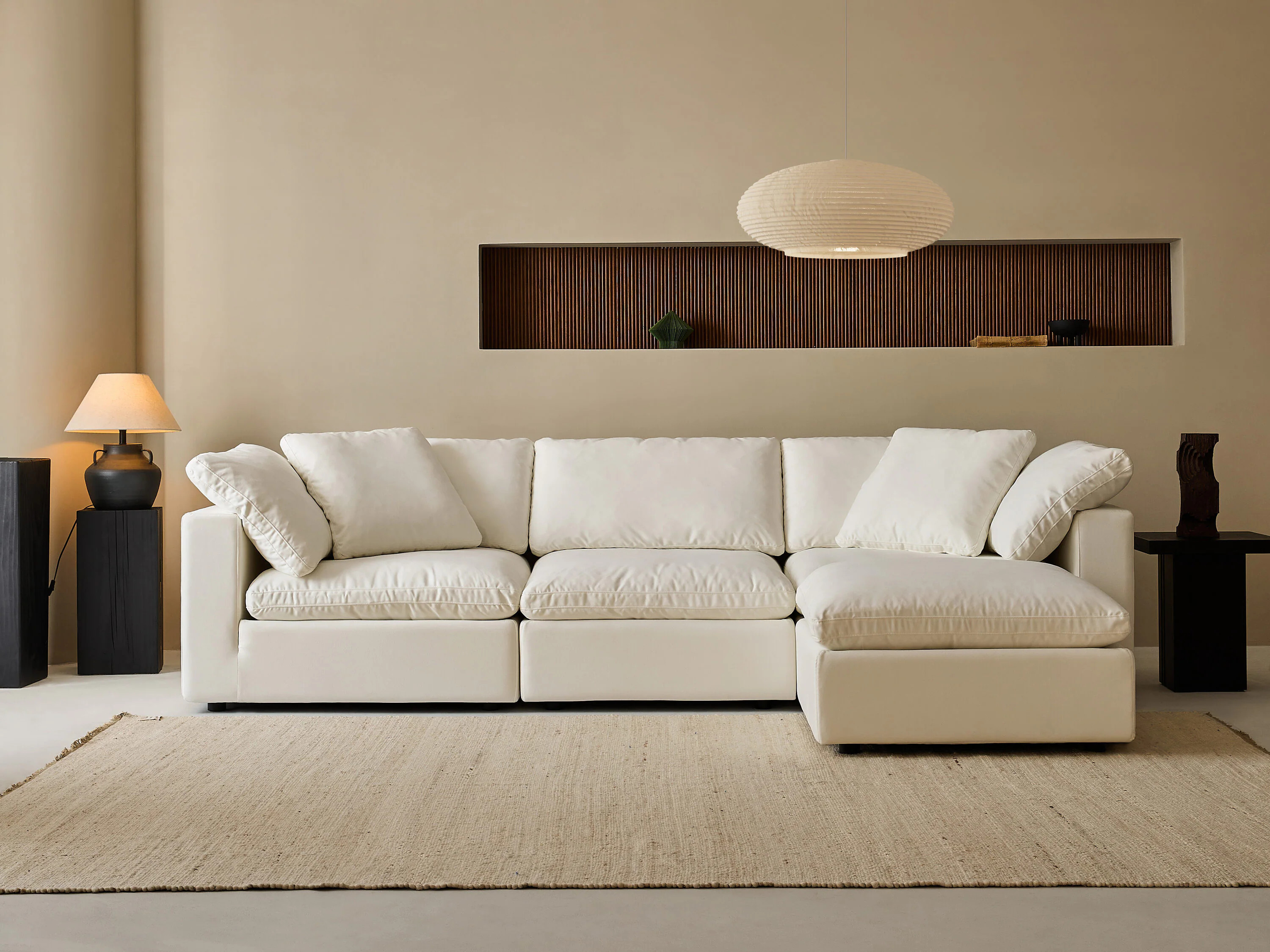 Lowe's Sofa 122-in W Casual Pearl White Linen 3-seater Sofa with Slipcover one_size | YSWZ3+1T-PW | Lowe's