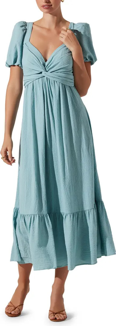 Tie Back Puff Sleeve Midi Dress | Nordstrom