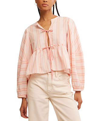 Women's Brunch Babe Tie-Front Blouse | Macy's