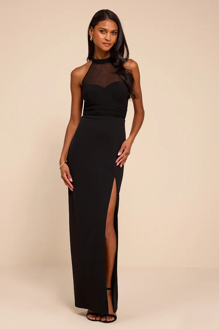 Baani Black Column Halter Maxi Dress | Lulus