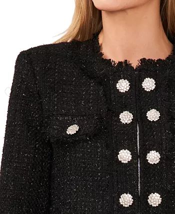 Women's Crystal Button Metallic Tweed Jacket | Macy's