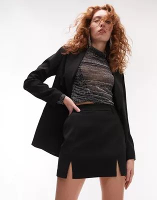 Topshop tailored side split mini skirt in black | ASOS (Global)