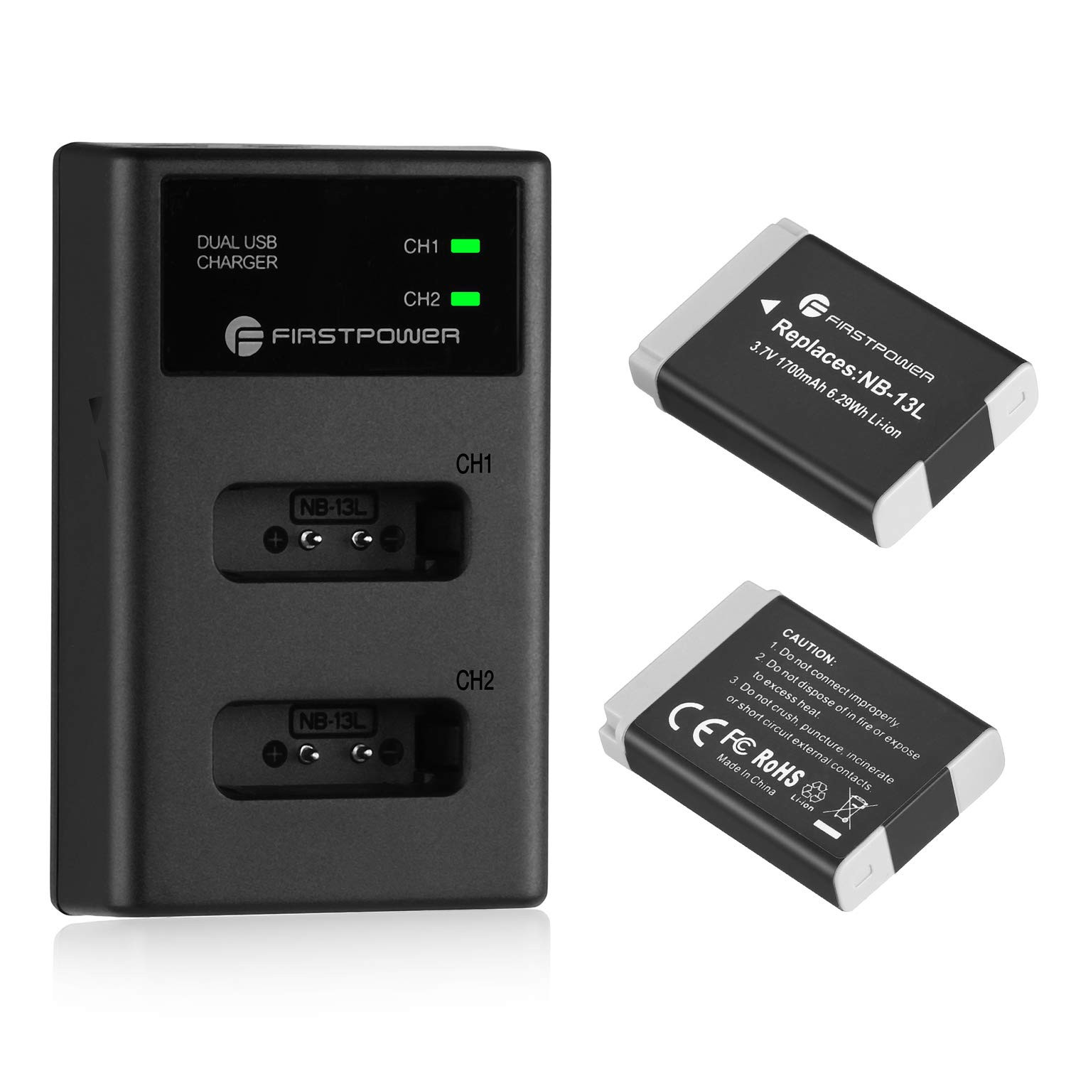 FirstPower 2-Pack NB-13L Battery & Dual USB Charger for Canon PowerShot G7 X Mark II, G7 X, G7 X ... | Amazon (US)
