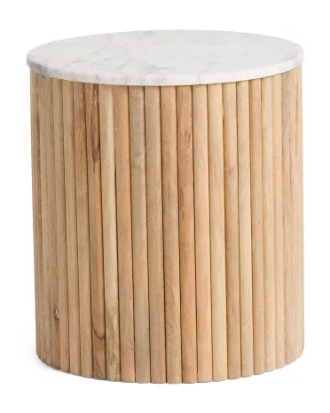 Marble Top Fluted Wooden End Table curated on LTK