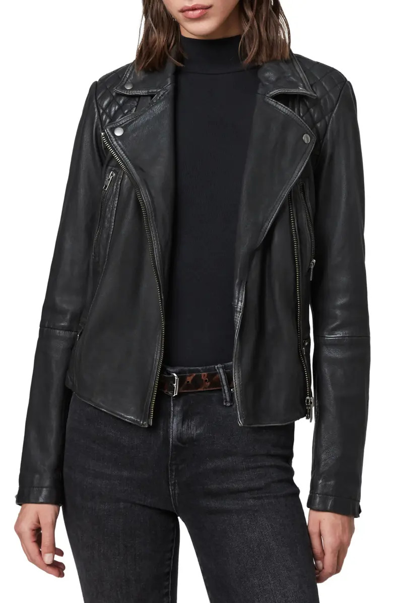 AllSaints Cargo Leather Biker Jacket | Nordstrom | Nordstrom