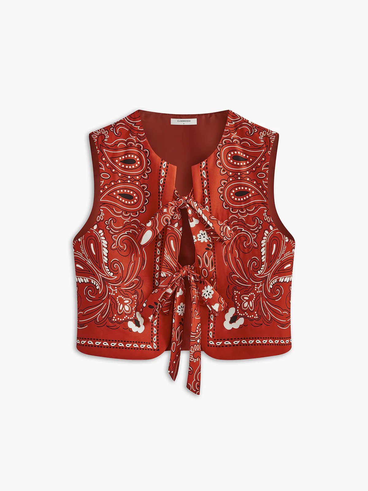 Paisley Printed Tie Front Vest | Commense
