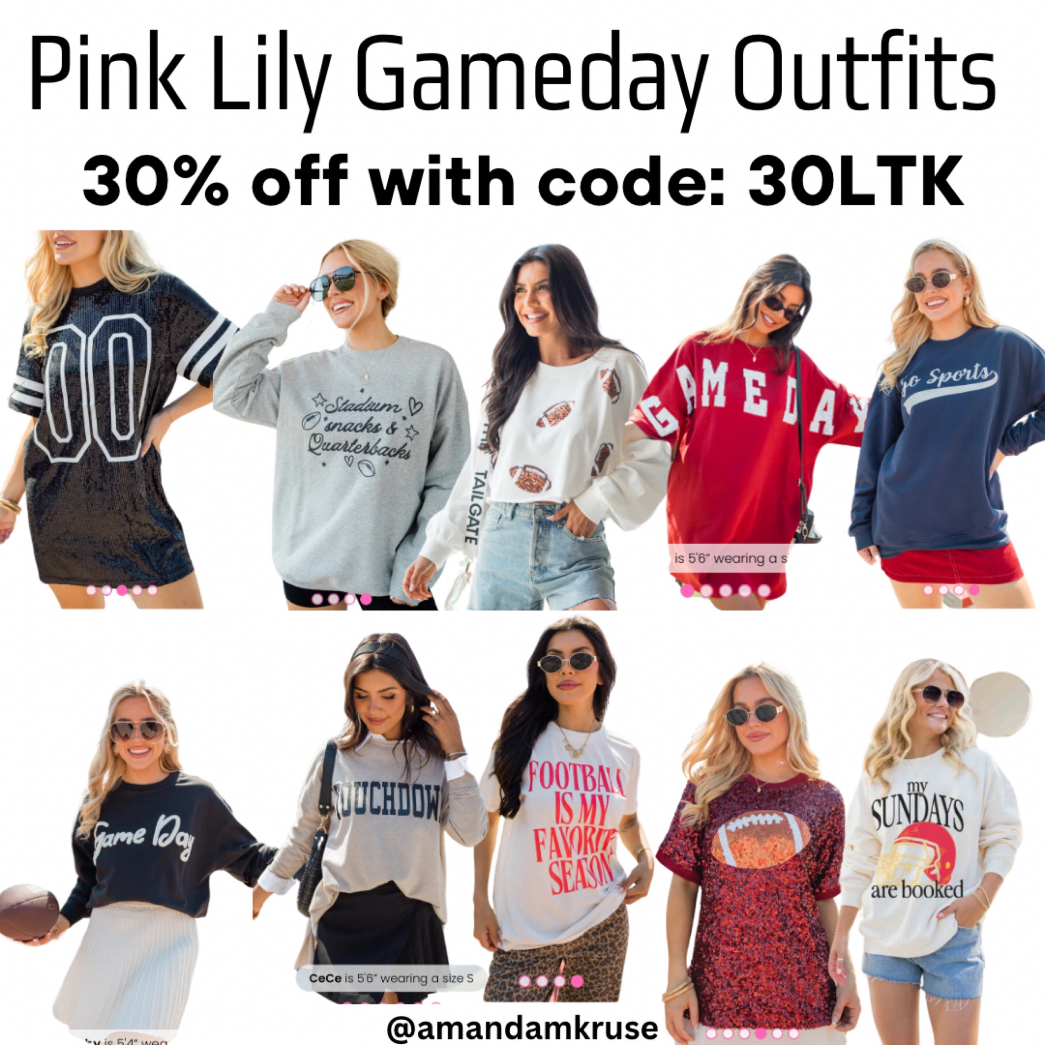 Pink Lily game day outfits 30% off with code: 30LTK 

Tailgate outfits, football game outfits, game day outfits, graphic sweatshirts


#LTKSeasonal #LTKSaleAlert #LTKFallSale
